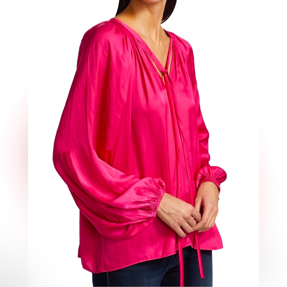 RAMY Brook Paris Fuchsia Blouse w/Balloon Sleeves, NWT, XS-M